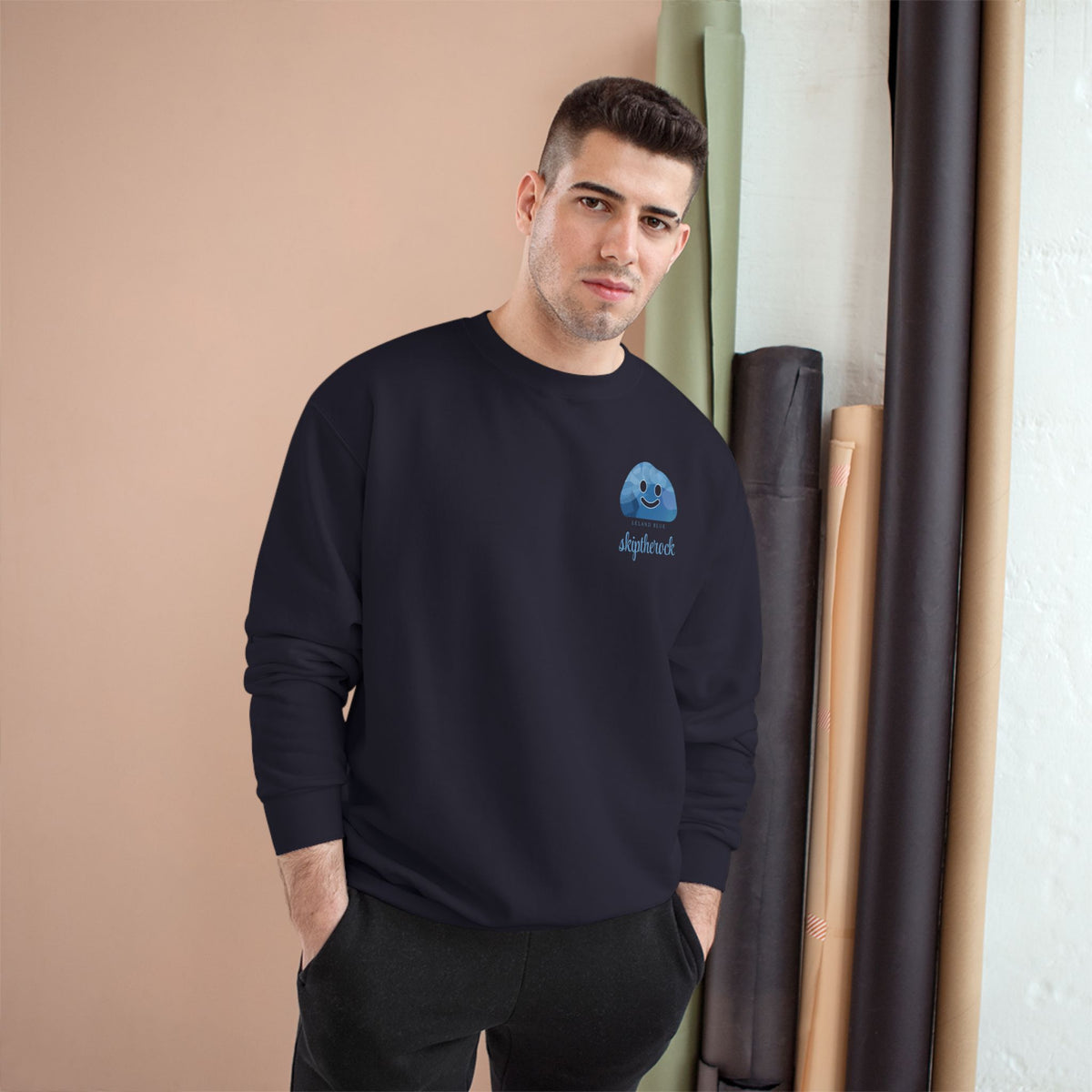 "Leland Blue" Skip the Rock crewneck ·  Champion
