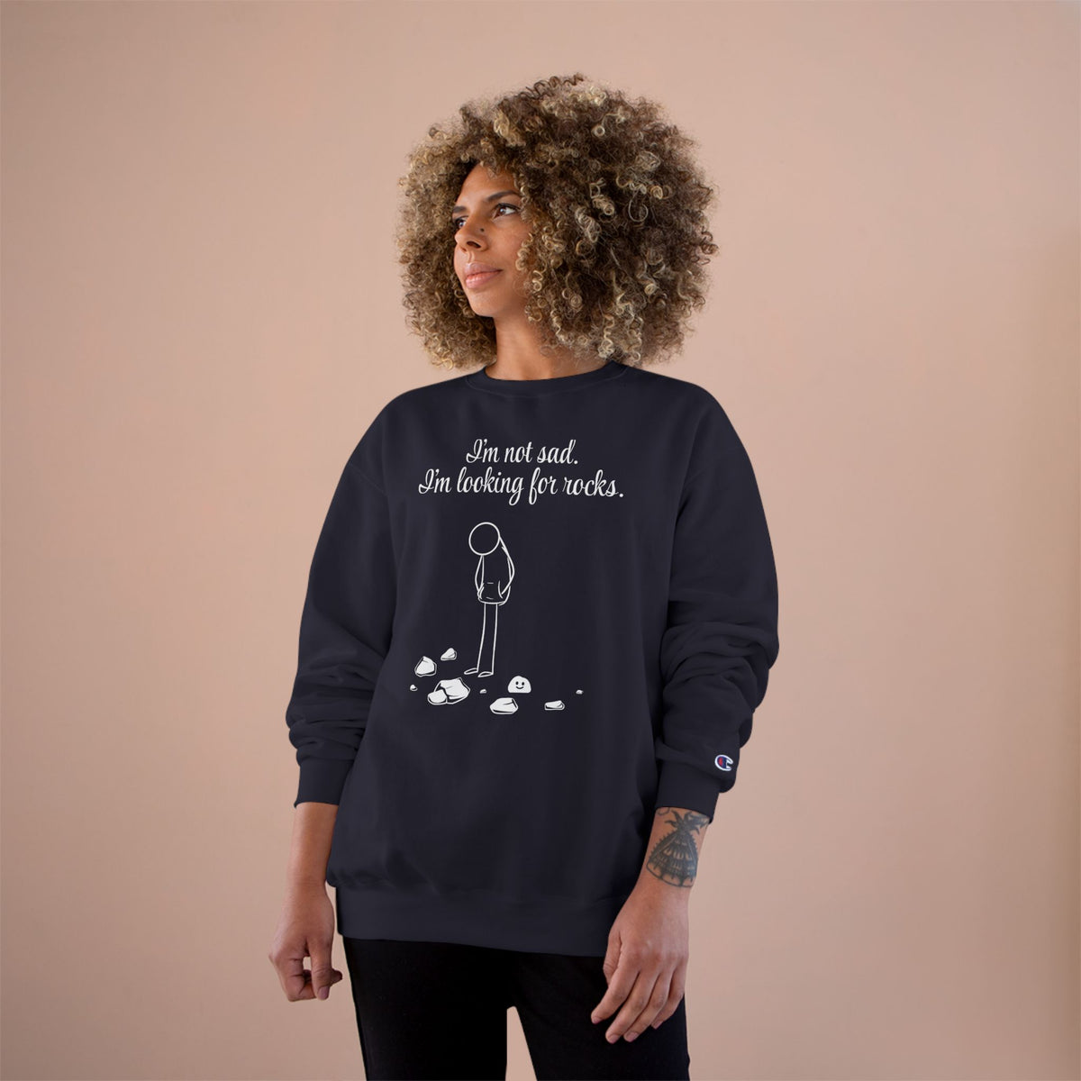 I'm not sad. I'm looking for rocks. | skiptherock crewneck