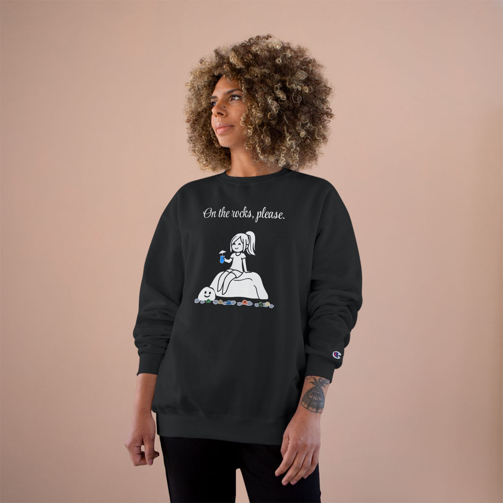 On the rocks, please. | skiptherock crewneck