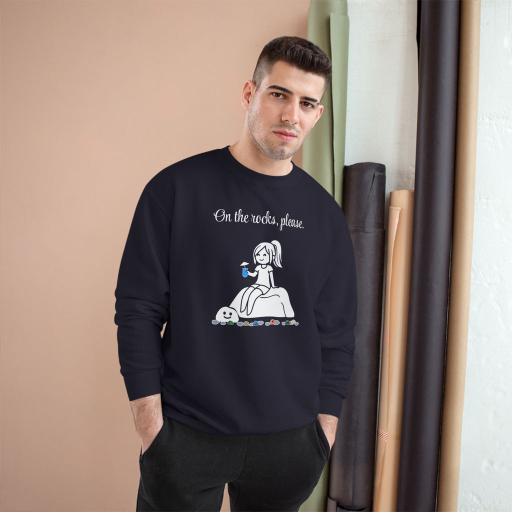 On the rocks, please. | skiptherock crewneck