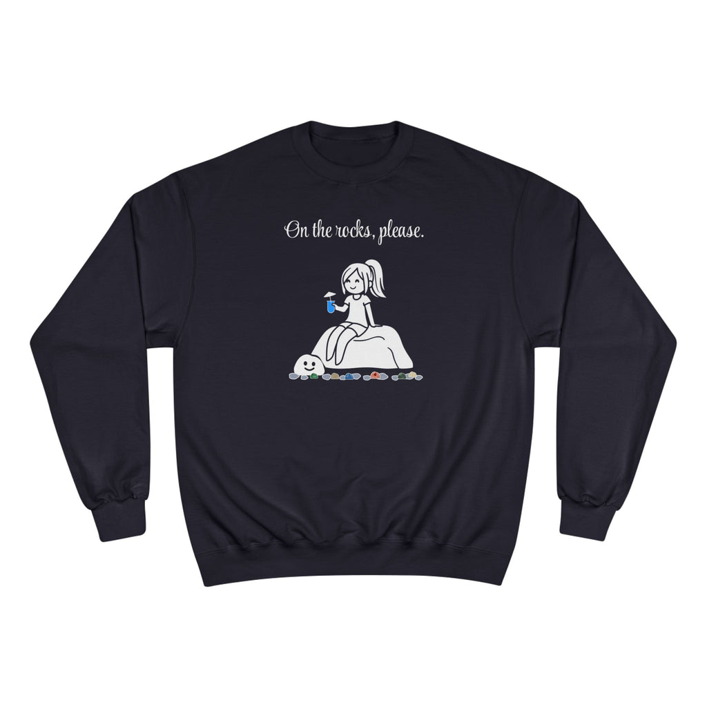 On the rocks, please. | skiptherock crewneck