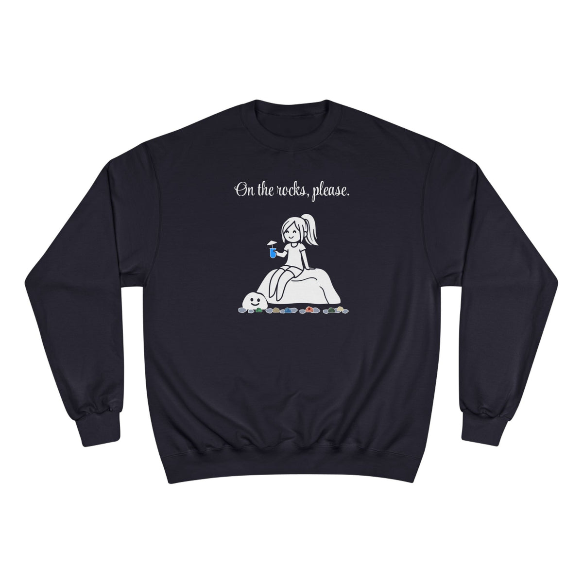 On the rocks, please. | skiptherock crewneck