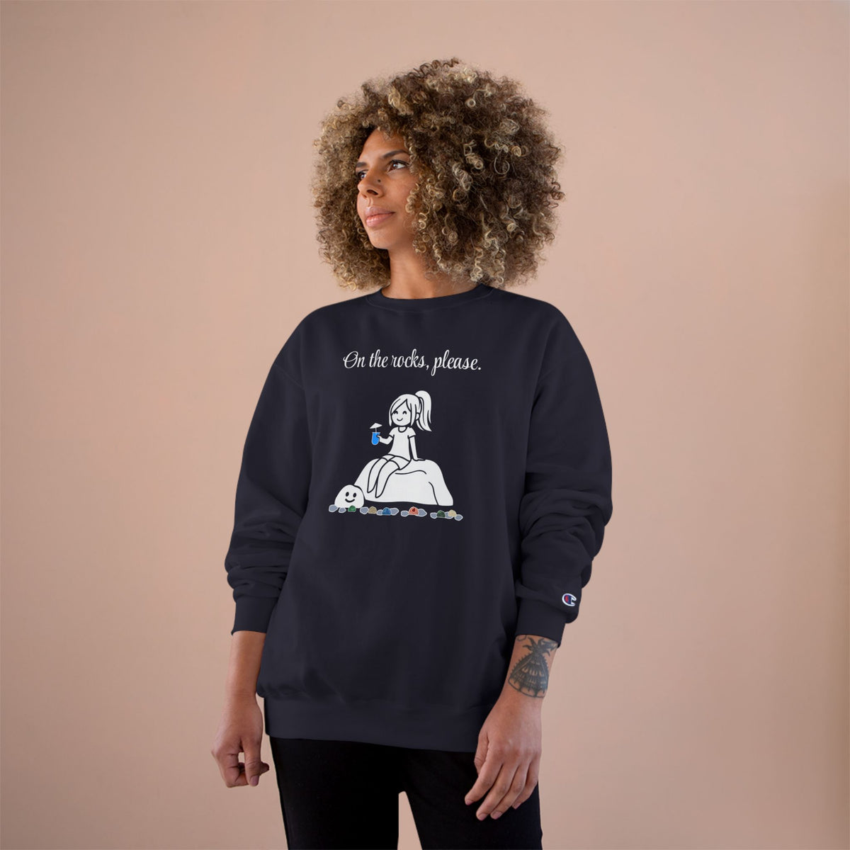 On the rocks, please. | skiptherock crewneck
