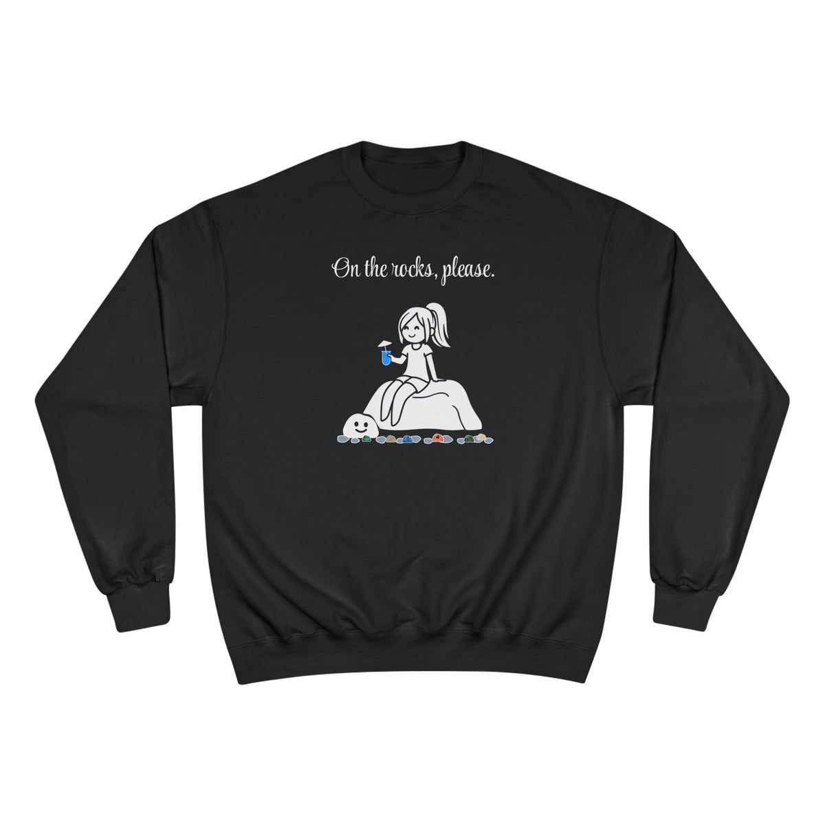 On the rocks, please. | skiptherock crewneck